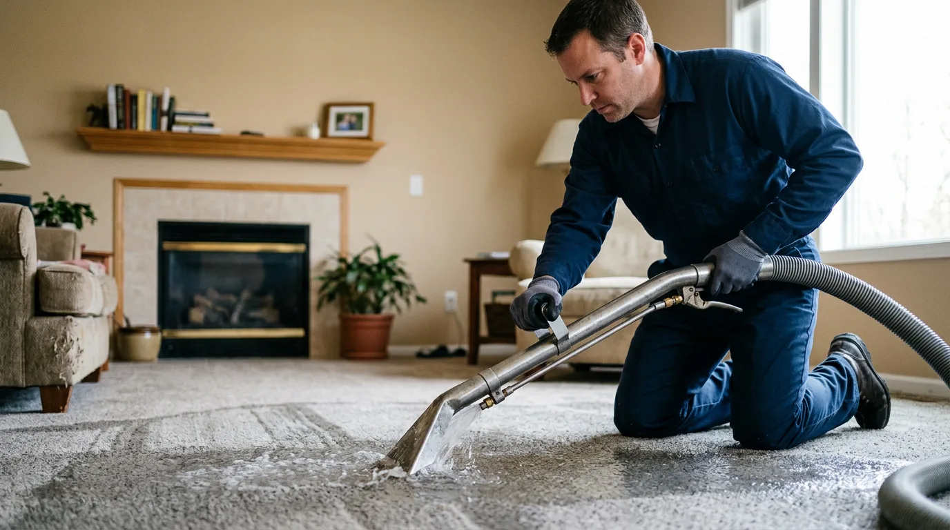 Water damage restoration technician working near Hurst, TX